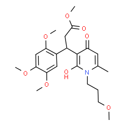 ChemSpider 2D Image | Methyl 3-[2-hydroxy-1-(3-methoxypropyl)-6-methyl-4-oxo-1,4-dihydro-3-pyridinyl]-3-(2,4,5-trimethoxyphenyl)propanoate | C23H31NO8