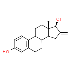 ChemSpider 2D Image | (8xi,9xi,14xi,17beta)-16-Methyleneestra-1,3,5(10)-triene-3,17-diol | C19H24O2