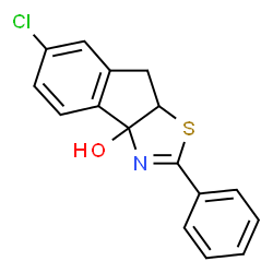 ChemSpider 2D Image | 6-Chloro-2-phenyl-8,8a-dihydro-3aH-indeno[1,2-d][1,3]thiazol-3a-ol | C16H12ClNOS
