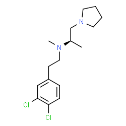 ChemSpider 2D Image | (2R)-N-[2-(3,4-Dichlorophenyl)ethyl]-N-methyl-1-(1-pyrrolidinyl)-2-propanamine | C16H24Cl2N2