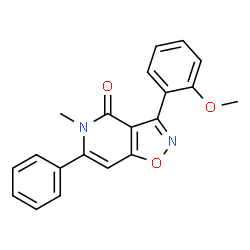 ChemSpider 2D Image | 3-(2-methoxyphenyl)-5-methyl-6-phenylisoxazolo[4,5-c]pyridin-4(5H)-one | C20H16N2O3