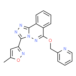 ChemSpider 2D Image | 3-(5-methylisoxazol-3-yl)-6-(2-pyridyl)methyloxy-1,2,4-triazolo(3,4-a)phthalazine | C19H14N6O2