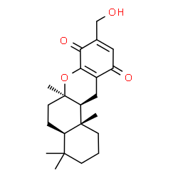 ChemSpider 2D Image | (4aR,6aR,12aS,12bR)-9-(Hydroxymethyl)-4,4,6a,12b-tetramethyl-1,3,4,4a,5,6,6a,12,12a,12b-decahydro-2H-benzo[a]xanthene-8,11-dione | C22H30O4