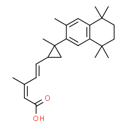 ChemSpider 2D Image | (2Z,4E)-3-Methyl-5-[2-methyl-2-(3,5,5,8,8-pentamethyl-5,6,7,8-tetrahydro-2-naphthalenyl)cyclopropyl]-2,4-pentadienoic acid | C25H34O2