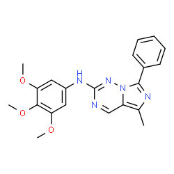 ChemSpider 2D Image | 5-Methyl-7-phenyl-N-(3,4,5-trimethoxyphenyl)imidazo[5,1-f][1,2,4]triazin-2-amine | C21H21N5O3