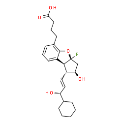 ChemSpider 2D Image | 4-{(1R,2R,3aR,8bS)-1-[(1E,3S)-3-Cyclohexyl-3-hydroxy-1-propen-1-yl]-3a-fluoro-2-hydroxy-2,3,3a,8b-tetrahydro-1H-benzo[b]cyclopenta[d]furan-5-yl}butanoic acid | C24H31FO5