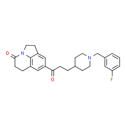 ChemSpider 2D Image | 8-{3-[1-(3-Fluorobenzyl)-4-piperidinyl]propanoyl}-1,2,5,6-tetrahydro-4H-pyrrolo[3,2,1-ij]quinolin-4-one | C26H29FN2O2
