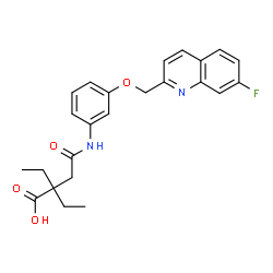 ChemSpider 2D Image | 2,2-Diethyl-4-({3-[(7-fluoro-2-quinolinyl)methoxy]phenyl}amino)-4-oxobutanoic acid | C24H25FN2O4