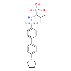 ChemSpider 2D Image | [(1R)-2-Methyl-1-({[4'-(1-pyrrolidinyl)-4-biphenylyl]sulfonyl}amino)propyl]phosphonic acid | C20H27N2O5PS