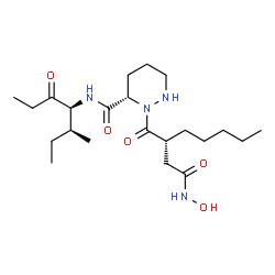 ChemSpider 2D Image | (3S)-2-{(2R)-2-[2-(Hydroxyamino)-2-oxoethyl]heptanoyl}-N-[(3S,4S)-3-methyl-5-oxo-4-heptanyl]hexahydro-3-pyridazinecarboxamide | C22H40N4O5