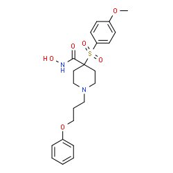 ChemSpider 2D Image | N-Hydroxy-4-[(4-methoxyphenyl)sulfonyl]-1-(3-phenoxypropyl)-4-piperidinecarboxamide | C22H28N2O6S