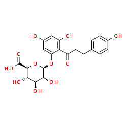 ChemSpider 2D Image | 3,5-Dihydroxy-2-[3-(4-hydroxyphenyl)propanoyl]phenyl beta-D-glucopyranosiduronic acid | C21H22O11