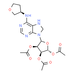 ChemSpider 2D Image | (2R,3S,4R)-5-{6-[(3R)-Tetrahydro-3-furanylamino]-7,8-dihydro-9H-purin-9-yl}tetrahydrofuran-2,3,4-triyl triacetate | C19H25N5O8
