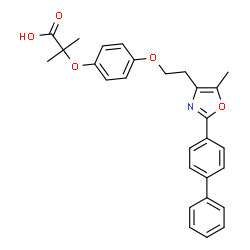 ChemSpider 2D Image | 2-(4-{2-[2-(4-Biphenylyl)-5-methyl-1,3-oxazol-4-yl]ethoxy}phenoxy)-2-methylpropanoic acid | C28H27NO5