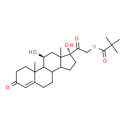 ChemSpider 2D Image | S-[(8xi,9xi,10xi,11beta,13xi,14xi)-11,17-Dihydroxy-3,20-dioxopregn-4-en-21-yl] 2,2-dimethylpropanethioate | C26H38O5S