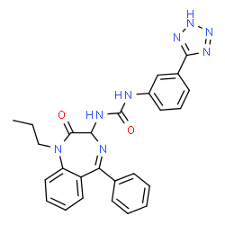 ChemSpider 2D Image | 1-(2-Oxo-5-phenyl-1-propyl-2,3-dihydro-1H-1,4-benzodiazepin-3-yl)-3-[3-(2H-tetrazol-5-yl)phenyl]urea | C26H24N8O2