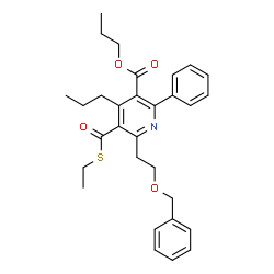 ChemSpider 2D Image | Propyl 6-[2-(benzyloxy)ethyl]-5-[(ethylsulfanyl)carbonyl]-2-phenyl-4-propylnicotinate | C30H35NO4S
