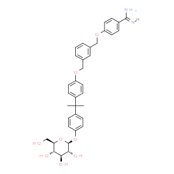 ChemSpider 2D Image | 4-({3-[(4-{2-[4-(beta-D-Glucopyranosyloxy)phenyl]-2-propanyl}phenoxy)methyl]benzyl}oxy)benzenecarboximidamide | C36H40N2O8