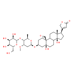 ChemSpider 2D Image | (3beta,5beta,8xi,9xi)-3-{[4-O-(beta-D-Allopyranosyl)-2,6-dideoxy-3-O-methyl-beta-D-ribo-hexopyranosyl]oxy}-5,14-dihydroxy-19-oxocard-20(22)-enolide | C36H54O14