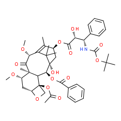 ChemSpider 2D Image | (2alpha,3xi,5beta,7beta,10beta,13alpha)-4-Acetoxy-1-hydroxy-13-{[(2R,3S)-2-hydroxy-3-({[(2-methyl-2-propanyl)oxy]carbonyl}amino)-3-phenylpropanoyl]oxy}-7,10-dimethoxy-9-oxo-5,20-epoxytax-11-en-2-yl be
nzoate | C45H57NO14