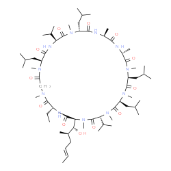 ChemSpider 2D Image | (3R,6S,9S,12R,15S,18R,21S,24S,30R,33S)-30-Ethyl-33-[(1R,2R,4E)-1-hydroxy-2-methyl-4-hexen-1-yl]-6,9,18,24-tetraisobutyl-3,21-diisopropyl-1,4,7,10,12,15,19,25,28-nonamethyl-1,4,7,10,13,16,19,22,25,28,3
1-undecaazacyclotritriacontane-2,5,8,11,14,17,20,23,26,29,32-undecone | C62H111N11O12