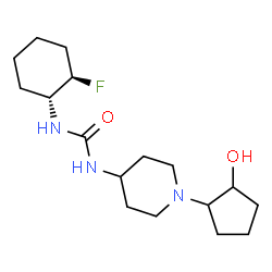 ChemSpider 2D Image | 1-[(1R,2R)-2-Fluorocyclohexyl]-3-[1-(2-hydroxycyclopentyl)-4-piperidinyl]urea | C17H30FN3O2