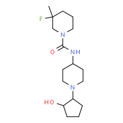 ChemSpider 2D Image | 3-Fluoro-N-[1-(2-hydroxycyclopentyl)-4-piperidinyl]-3-methyl-1-piperidinecarboxamide | C17H30FN3O2