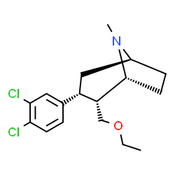 ChemSpider 2D Image | (1R,2R,3R,5S)-3-(3,4-Dichlorophenyl)-2-(ethoxymethyl)-8-methyl-8-azabicyclo[3.2.1]octane | C17H23Cl2NO