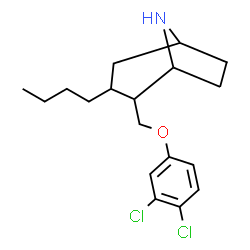 ChemSpider 2D Image | 3-Butyl-2-[(3,4-dichlorophenoxy)methyl]-8-azabicyclo[3.2.1]octane | C18H25Cl2NO