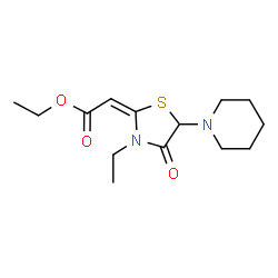 ChemSpider 2D Image | 2-(3-Ethyl-4-oxo-5-piperidino-2-thiazolidinylidene)acetic acid ethyl ester | C14H22N2O3S