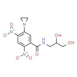 ChemSpider 2D Image | 5-(1-Aziridinyl)-N-(2,3-dihydroxypropyl)-2,4-dinitrobenzamide | C12H14N4O7