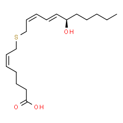 ChemSpider 2D Image | (5Z)-7-{[(2Z,4E,6R)-6-Hydroxy-2,4-undecadien-1-yl]sulfanyl}-5-heptenoic acid | C18H30O3S