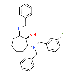 ChemSpider 2D Image | (1R,2R,7R)-2-(Benzylamino)-7-[benzyl(3-fluorobenzyl)amino]cycloheptanol | C28H33FN2O