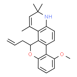 ChemSpider 2D Image | 5-Allyl-10-methoxy-2,2,4-trimethyl-2,5-dihydro-1H-chromeno[3,4-f]quinoline | C23H25NO2
