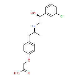 ChemSpider 2D Image | {4-[(2S)-2-{[(2S)-2-(3-Chlorophenyl)-2-hydroxyethyl]amino}propyl]phenoxy}acetic acid | C19H22ClNO4