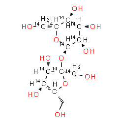 ChemSpider 2D Image | D-(1,2,3,4,5-~14~C_5_)Fructofuranosyl alpha-D-(~14~C_6_)glucopyranoside | C14C11H22O11
