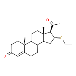 ChemSpider 2D Image | (8xi,9xi,10alpha,14xi,16alpha)-16-(Ethylsulfanyl)pregn-4-ene-3,20-dione | C23H34O2S