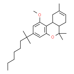 ChemSpider 2D Image | 1-Methoxy-6,6,9-trimethyl-3-(2-methyl-2-octanyl)-6a,7,10,10a-tetrahydro-6H-benzo[c]chromene | C26H40O2