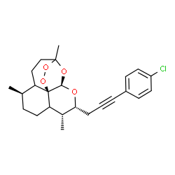 ChemSpider 2D Image | (5R,9R,10R,12R,13R)-10-[3-(4-Chlorophenyl)-2-propyn-1-yl]-1,5,9-trimethyl-11,14,15,16-tetraoxatetracyclo[10.3.1.0~4,13~.0~8,13~]hexadecane | C24H29ClO4
