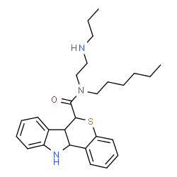 ChemSpider 2D Image | N-Hexyl-N-[2-(propylamino)ethyl]-6,6a,11,11a-tetrahydrothiochromeno[4,3-b]indole-6-carboxamide | C27H37N3OS