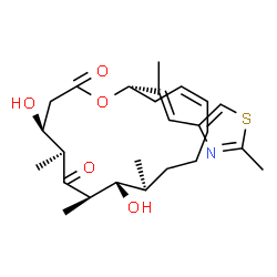 ChemSpider 2D Image | (4S,5S,7R,8S,9S,13Z,16S)-4,8-Dihydroxy-5,7,9-trimethyl-16-[(1E)-1-(2-methyl-1,3-thiazol-4-yl)-1-propen-2-yl]oxacyclohexadec-13-ene-2,6-dione | C25H37NO5S
