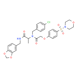 ChemSpider 2D Image | N-(1,3-Benzodioxol-5-ylmethyl)-N~2~-(4-chlorobenzyl)-N~2~-{[4-(4-morpholinylsulfonyl)phenoxy]acetyl}alaninamide | C30H32ClN3O8S