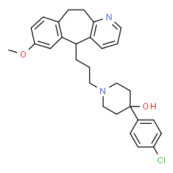 ChemSpider 2D Image | 4-(4-Chlorophenyl)-1-[3-(7-methoxy-10,11-dihydro-5H-benzo[4,5]cyclohepta[1,2-b]pyridin-5-yl)propyl]-4-piperidinol | C29H33ClN2O2