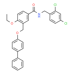 ChemSpider 2D Image | 3-[(4-Biphenylyloxy)methyl]-N-(2,4-dichlorobenzyl)-4-ethoxybenzamide | C29H25Cl2NO3