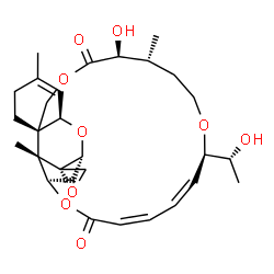 ChemSpider 2D Image | (1'R,2S,3'R,8'R,12'S,13'R,17'R,18'Z,20'Z,24'R,25'S)-12'-Hydroxy-17'-[(1R)-1-hydroxyethyl]-5',13',25'-trimethyl-11'H,22'H-spiro[oxirane-2,26'-[2,10,16,23]tetraoxatetracyclo[22.2.1.0~3,8~.0~8,25~]heptac
osa[4,18,20]triene]-11',22'-dione | C29H40O9