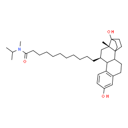 ChemSpider 2D Image | 11-[(8xi,9xi,11beta,14xi,17xi)-3,17-Dihydroxy-14,21-cyclo-19-norpregna-1,3,5(10)-trien-11-yl]-N-isopropyl-N-methylundecanamide | C35H55NO3