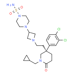 ChemSpider 2D Image | 4-(1-{2-[(3S)-1-(Cyclopropylmethyl)-3-(3,4-dichlorophenyl)-6-oxo-3-piperidinyl]ethyl}-3-azetidinyl)-1-piperazinesulfonamide | C24H35Cl2N5O3S