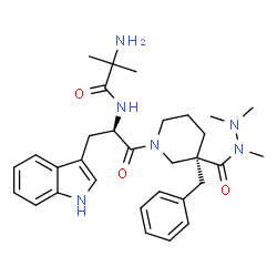 ChemSpider 2D Image | 3-{(2R)-3-{(3S)-3-Benzyl-3-[(trimethylhydrazino)carbonyl]-1-piperidinyl}-2-[(2-methylalanyl)amino]-3-oxopropyl}-1H-indole | C31H42N6O3