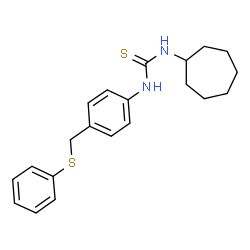 ChemSpider 2D Image | 1-Cycloheptyl-3-{4-[(phenylsulfanyl)methyl]phenyl}thiourea | C21H26N2S2