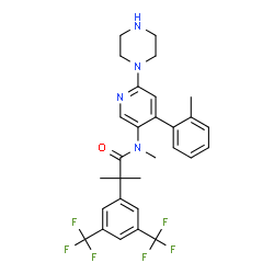 ChemSpider 2D Image | 2-[3,5-Bis(trifluoromethyl)phenyl]-N,2-dimethyl-N-[4-(2-methylphenyl)-6-(1-piperazinyl)-3-pyridinyl]propanamide | C29H30F6N4O